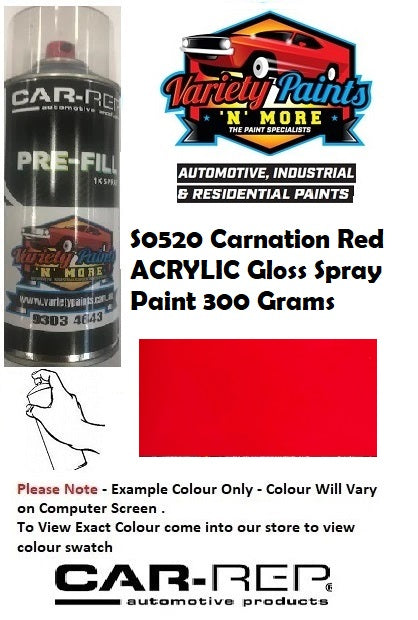 S0520 Carnation Red ACRYLIC Gloss Spray Paint 300 Grams