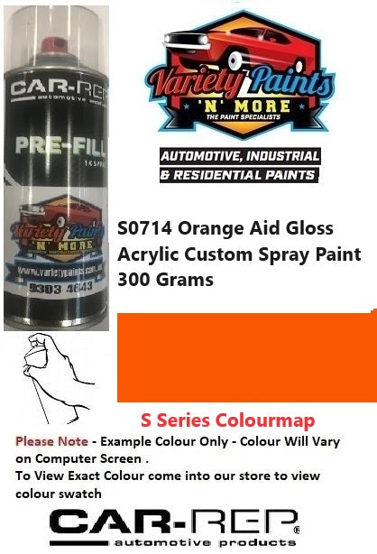 S0714 Orange Aid GLOSS ACRYLIC spray Paint 300g 2IS 42A PMS1655