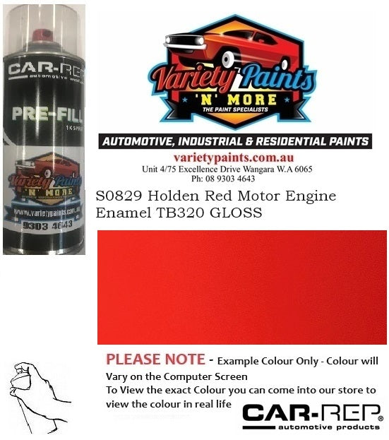 S0829 Holden Red Motor Engine Enamel TB320 GLOSS 300 GRAMS