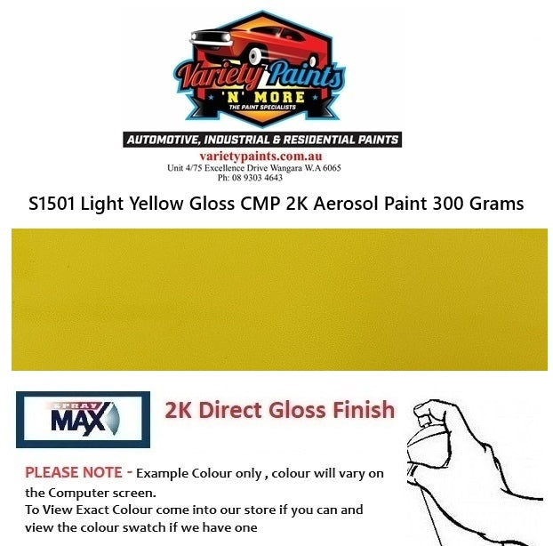 S1501 Light Yellow Gloss CMP 2K Aerosol Paint 300 Grams