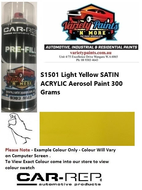 S1501 Light Yellow SATIN ACRYLIC Aerosol Paint 300 Grams