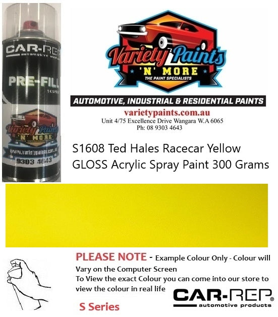 S1608 Ted Hales Racecar Yellow GLOSS Acrylic Spray Paint 300 Grams