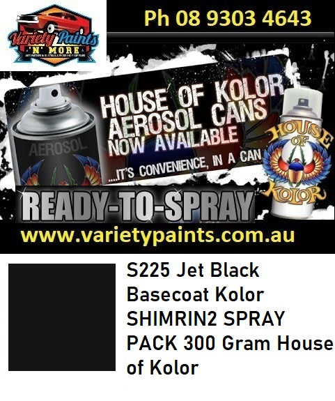 S225 Jet Black SHIMRIN2 Aerosol Spray Can 300 Gram House of Kolor