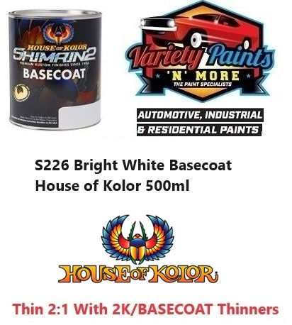 S226 Bright White Basecoat House of Kolor 500ml