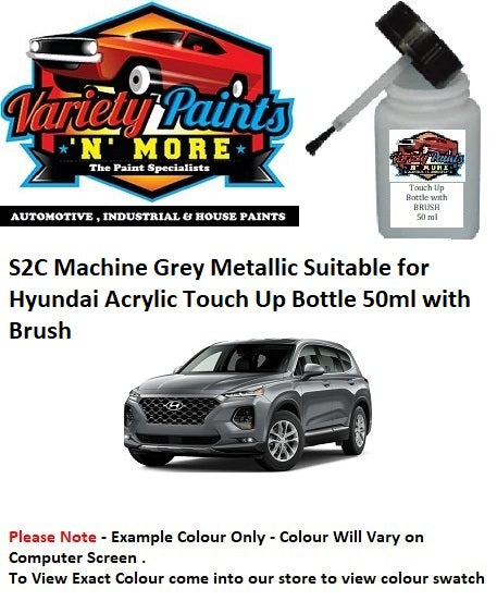 S2C Machine Grey Metallic Suitable for Hyundai Acrylic Touch Up Bottle 50ml with Brush