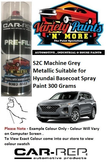 S2C Machine Grey Metallic Suitable for Hyundai BASECOAT Spray Paint 300 Grams