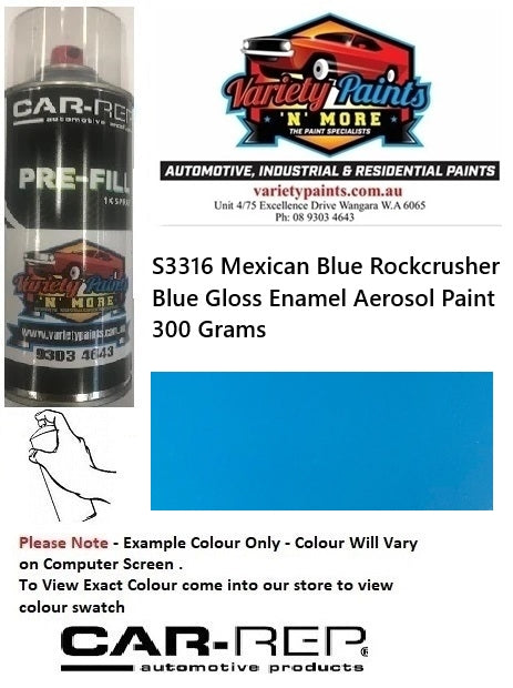 S3316 Mexican Blue/Rockcrusher Blue Gloss Enamel Aerosol Paint 300 Grams 20IS  115&116