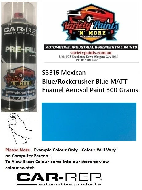 S3316 Mexican Blue/Rockcrusher Blue MATT Enamel Aerosol Paint 300 Grams