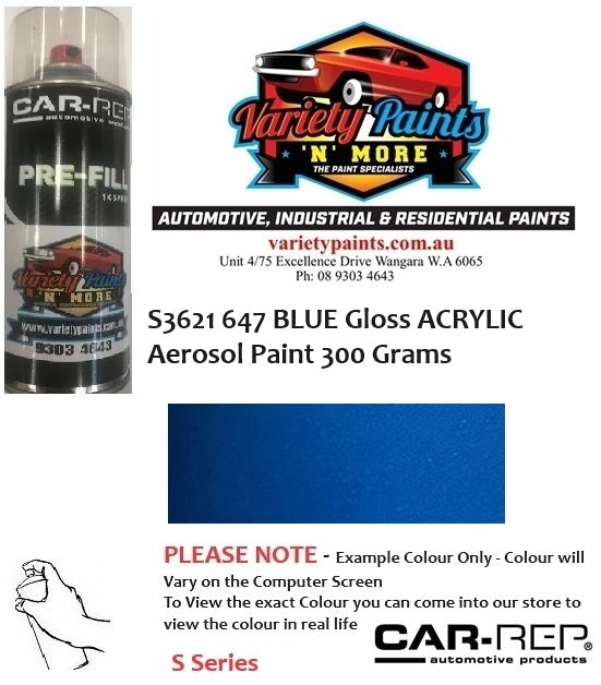 S3621 647 BLUE GLOSS ACRYLIC Aerosol Paint 300 Grams