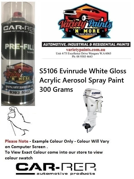 S5106 Evinrude White Gloss Acrylic Aerosol Spray Paint 300 Grams