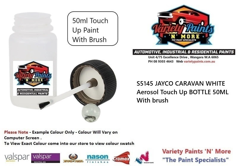 S5145 JAYCO CARAVAN WHITE Aerosol Touch Up BOTTLE 50ML With brush