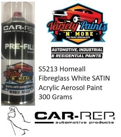 S5213 Homeall Fibreglass White SATIN Acrylic Aerosol Paint 300 Grams