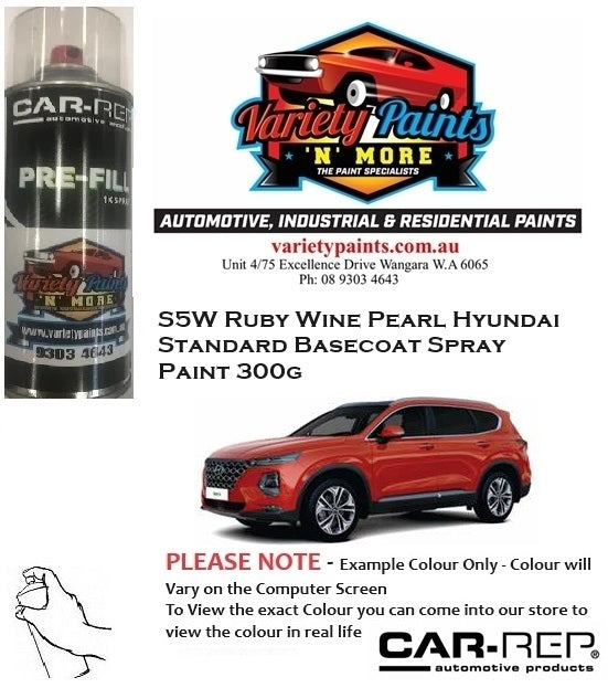 S5W Ruby Wine Pearl Hyundai Standard Basecoat Spray Paint 300g