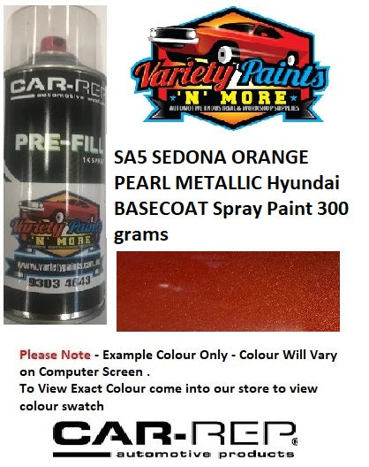 SA5 SEDONA ORANGE PEARL METALLIC Hyundai BASECOAT Spray Paint 300 grams