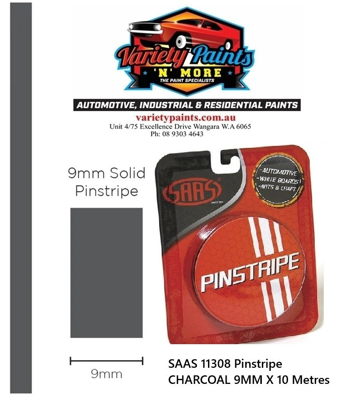 SAAS 11308 Pinstripe CHARCOAL 9MM X 10 Metres