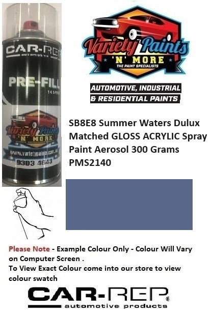 SB8E8 Summer Waters Dulux Matched GLOSS ACRYLIC Spray Paint Aerosol 300 Grams PMS2140