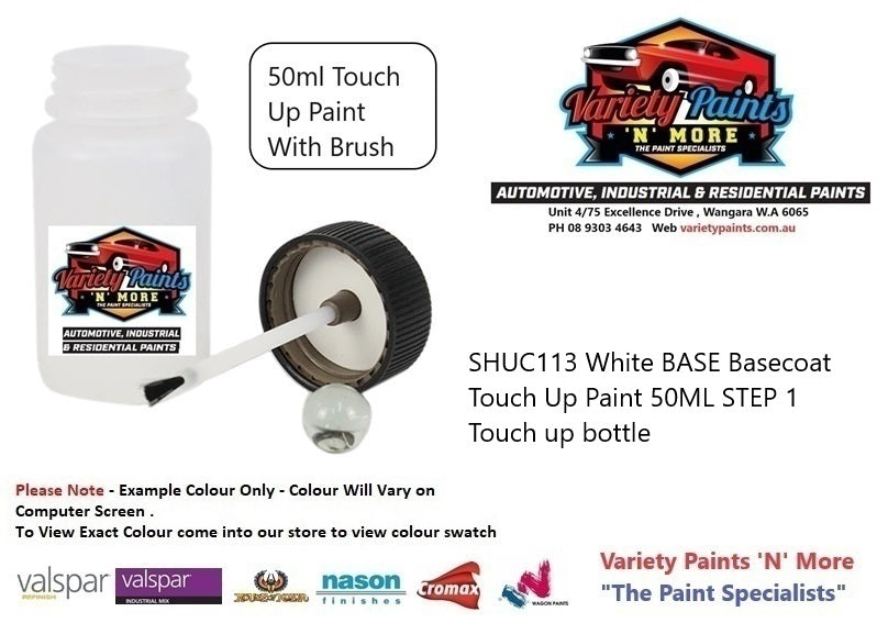 SHUC113 White BASE Basecoat Touch Up Paint 50ML STEP 1