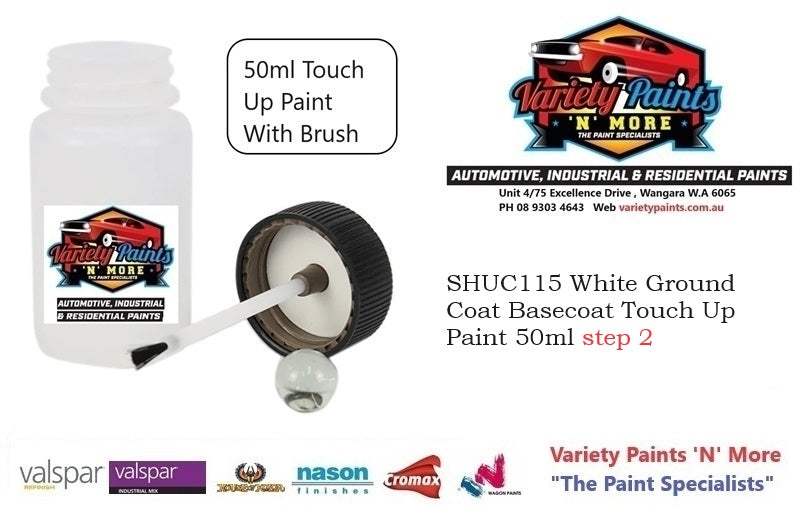 SHUC115 White Ground Coat Basecoat Touch Up Paint 50ml step 2