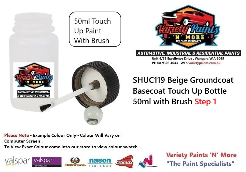 SHUC119 Beige Groundcoat Basecoat Touch Up Bottle 50ml with Brush Step 1