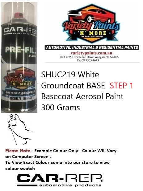 SHUC219 White Groundcoat BASE  STEP 1 Basecoat Aerosol Paint 300 Grams 1IS 78a