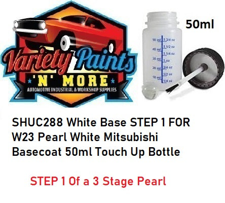 SHUC288 White Base STEP 1 FOR W23 Pearl White Mitsubishi Basecoat 50ml Touch Up Bottle