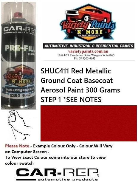 SHUC411 Red Metallic Ground Coat Basecoat  Aerosol Paint 300 Grams STEP 1 *SEE NOTES