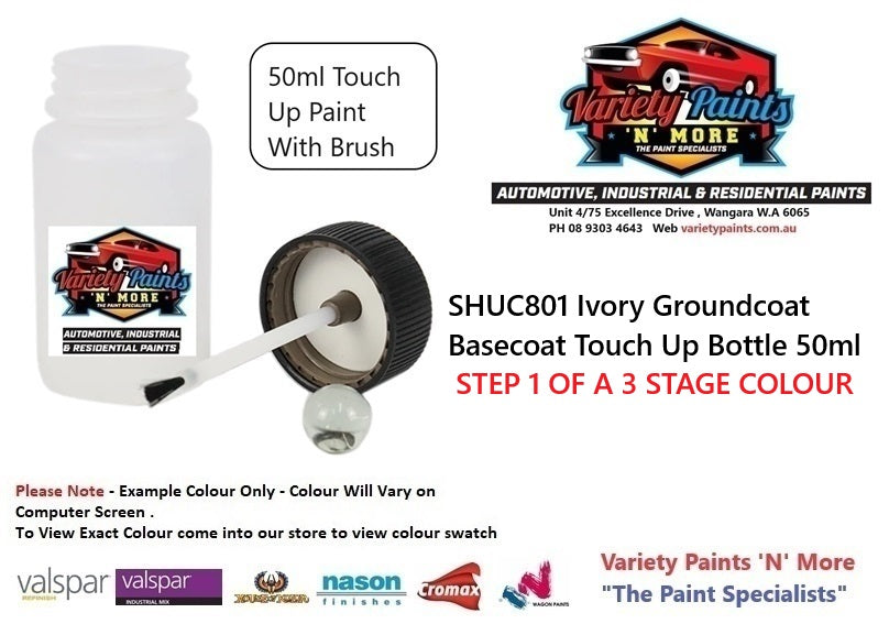 SHUC801 Ivory Groundcoat Basecoat Touch Up Bottle 50ml STEP 1