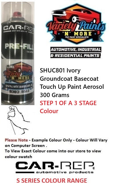 SHUC801 Ivory Groundcoat Basecoat Touch Up Paint Aerosol 300 Grams STEP 1