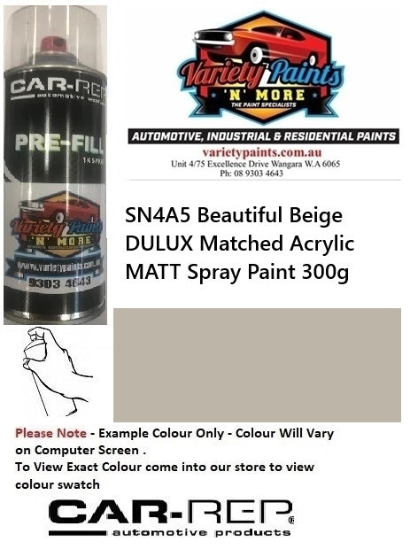 SN4A5 Beautiful Beige DULUX Matched Acrylic MATT Spray Paint 300g