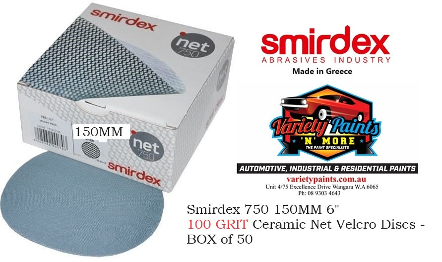 Smirdex 750 6" 100 GRIT Ceramic Net Mesh Velcro Discs - Packs of 50
