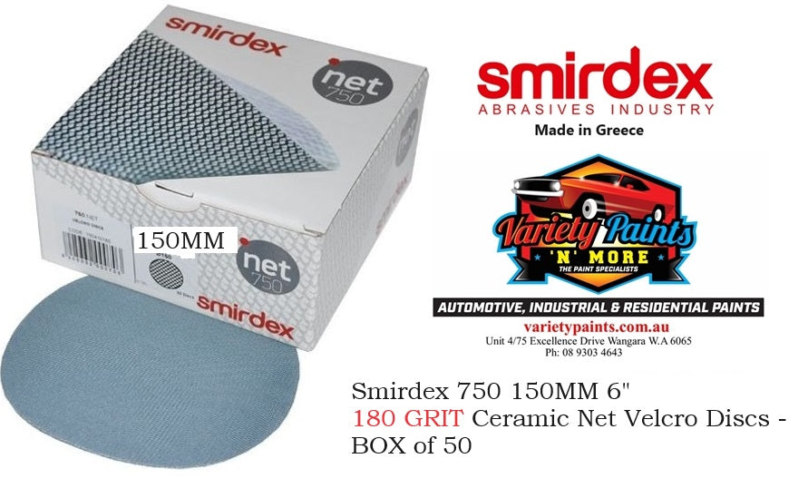 Smirdex 750 6" 180 GRIT Ceramic Net Velcro Discs - Packs of 50