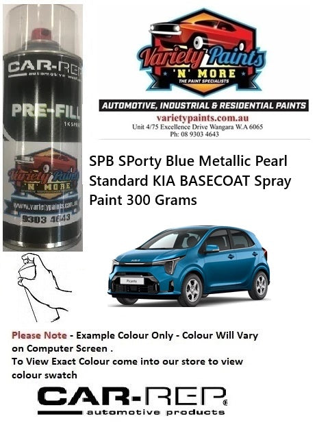 SPB SPorty Blue Metallic Pearl Standard KIA BASECOAT Spray Paint 300 Grams