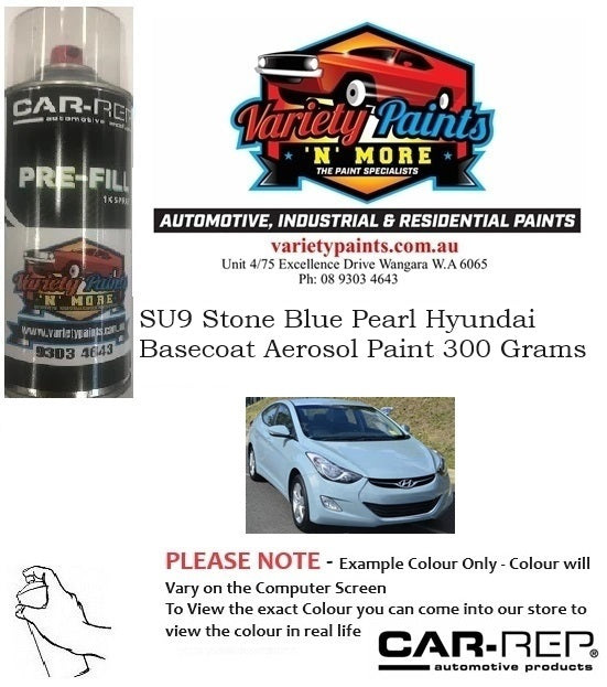 SU9 Stone Blue Pearl Hyundai Basecoat Aerosol Paint 300 Grams