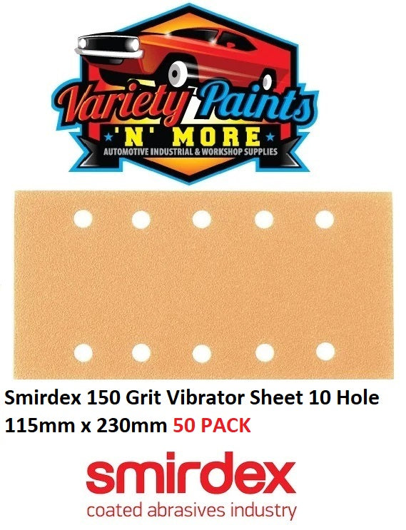 Smirdex 150 Grit Vibrator Sheet 10 Hole 115mm x 230mm PACK OF 50