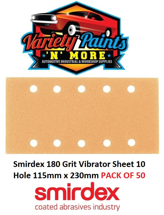 Smirdex 180 Grit Vibrator Sheet 10 Hole 115mm x 230mm PACK OF 50