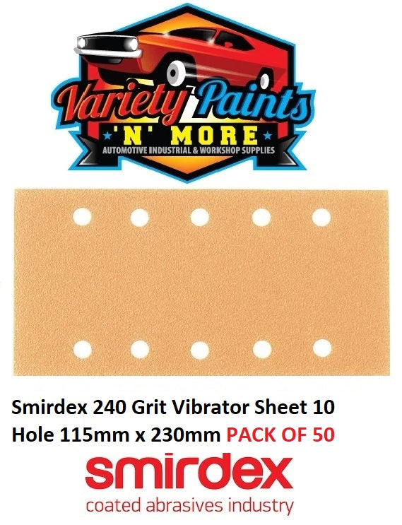 Smirdex 240 Grit Vibrator Sheet 10 Hole 115mm x 230mm PACK OF 50