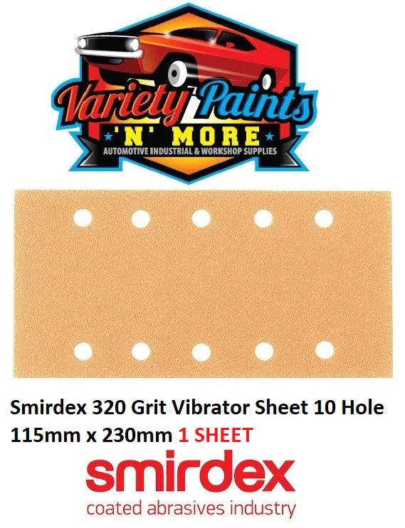 Smirdex 320 Grit Vibrator Sheet 10 Hole 115mm x 230mm 1 SHEET