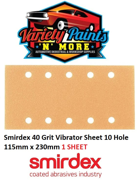 Smirdex 40 Grit Vibrator Sheet 10 Hole 115mm x 230mm 1 SHEET