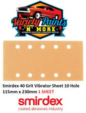 Smirdex 40 Grit Vibrator Sheet 10 Hole 115mm x 230mm 1 SHEET