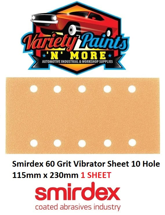 Smirdex 60 Grit Vibrator Sheet 10 Hole 115mm x 230mm 1 SHEET