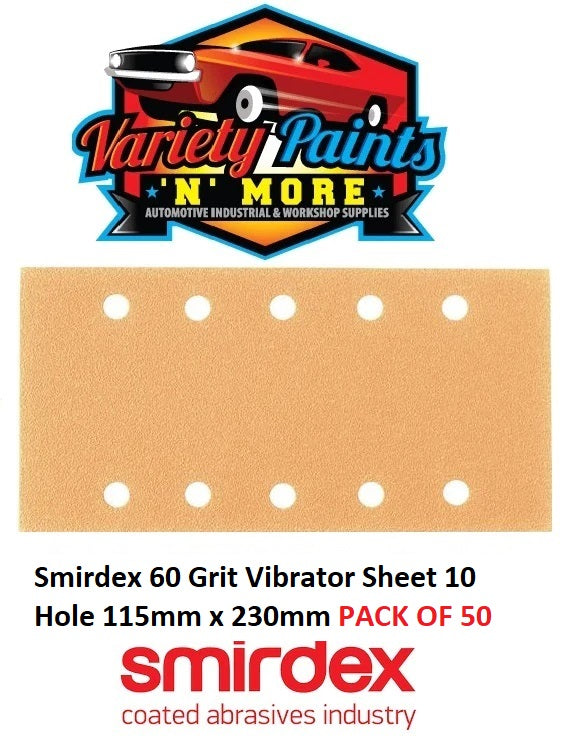 Smirdex 60 Grit Vibrator Sheet 10 Hole 115mm x 230mm PACK OF 50