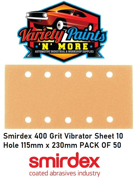 Smirdex 400 Grit Vibrator Sheet 10 Hole 115mm x 230mm PACK OF 50