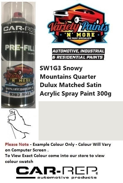 SW1G3 Snowy Mountains Quarter Dulux Matched Satin Acrylic Spray Paint 300g