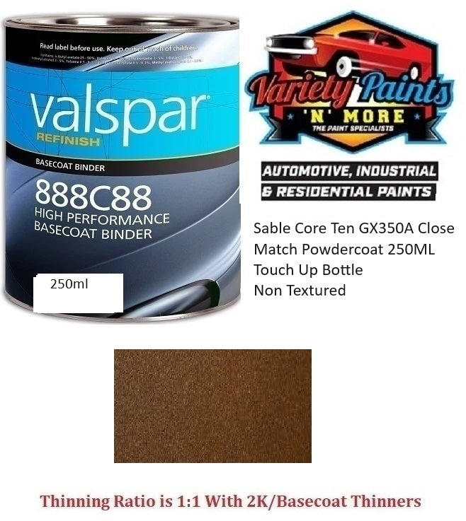 Sable Core Ten GX350A Close Match Powdercoat 250ML Touch Up TIN Non Textured