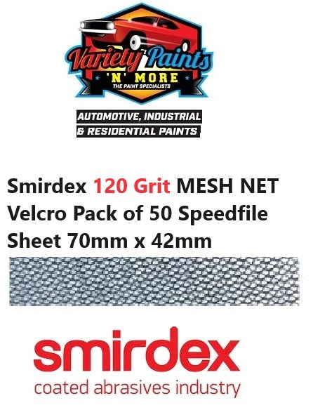 Smirdex 120 Grit MESH NET Velcro PACK OF 50 Speedfile Sheet 70mm x 42mm