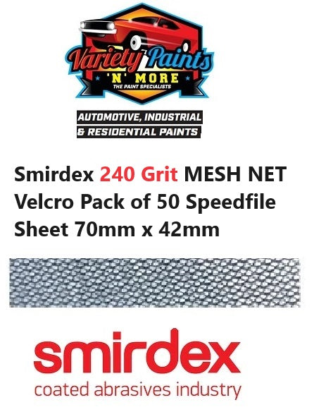 Smirdex 240 Grit MESH NET Velcro PACK OF 50 Speedfile Sheet 70mm x 42mm