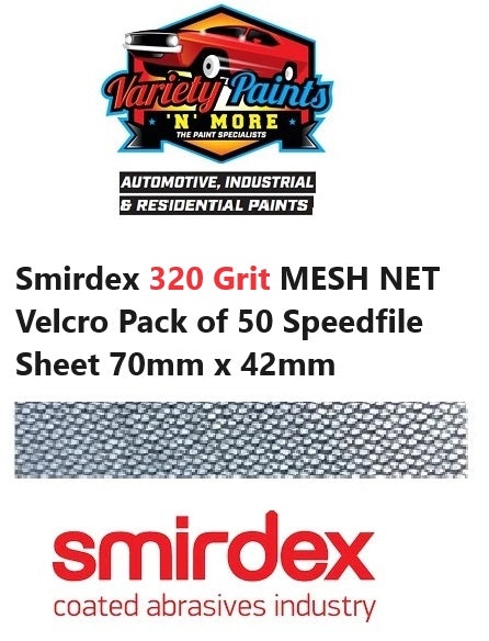 Smirdex 320 Grit MESH NET Velcro PACK OF 50 Speedfile Sheet 70mm x 42mm