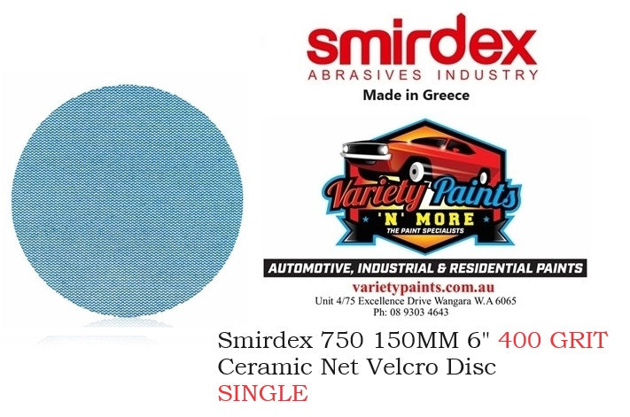 Smirdex 750 150MM 6" 400 GRIT Ceramic Net Mesh Velcro Disc SINGLE