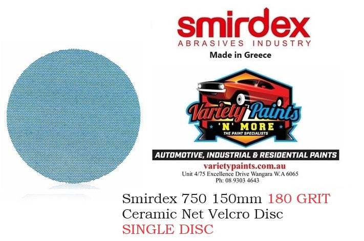 Smirdex 750 150MM 6"180 GRIT Ceramic Net Mesh Velcro Disc SINGLE