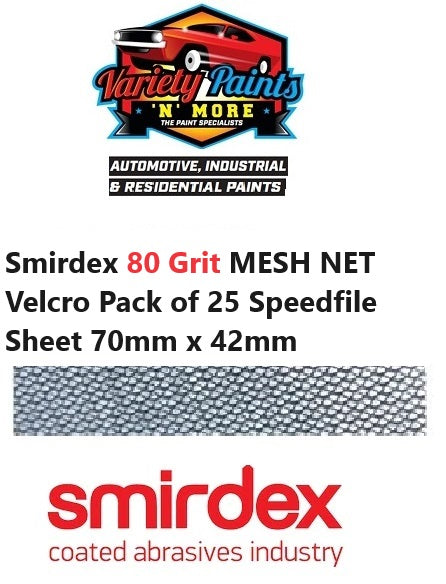 Smirdex 80 Grit MESH NET Velcro PACK OF 25 Speedfile Sheet 70mm x 42mm